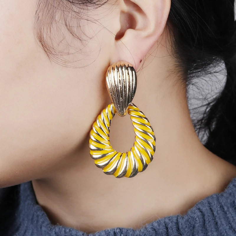 

Flashbuy Water Drop Metal Drop Earrings For Women Geometry Exaggeration Earings Wedding Pendientes Trend Accessories Jewelry