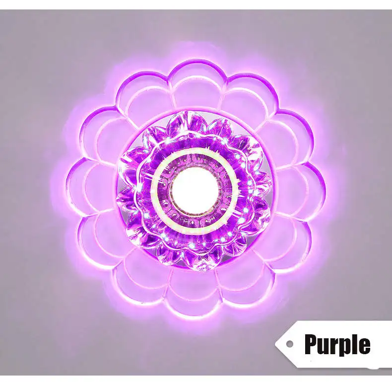 purple Современный светодиодный потолочный светильник с кристаллами, 3 Вт, 5 Вт, круговой мини-светильник, 85-220 В, светильник Rotunda для коридора, кухни - Цвет корпуса: purple