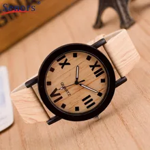 relogio masculino New Design Roman Numerals Wood Leather Band Analog Quartz Vogue Wrist font b Watches
