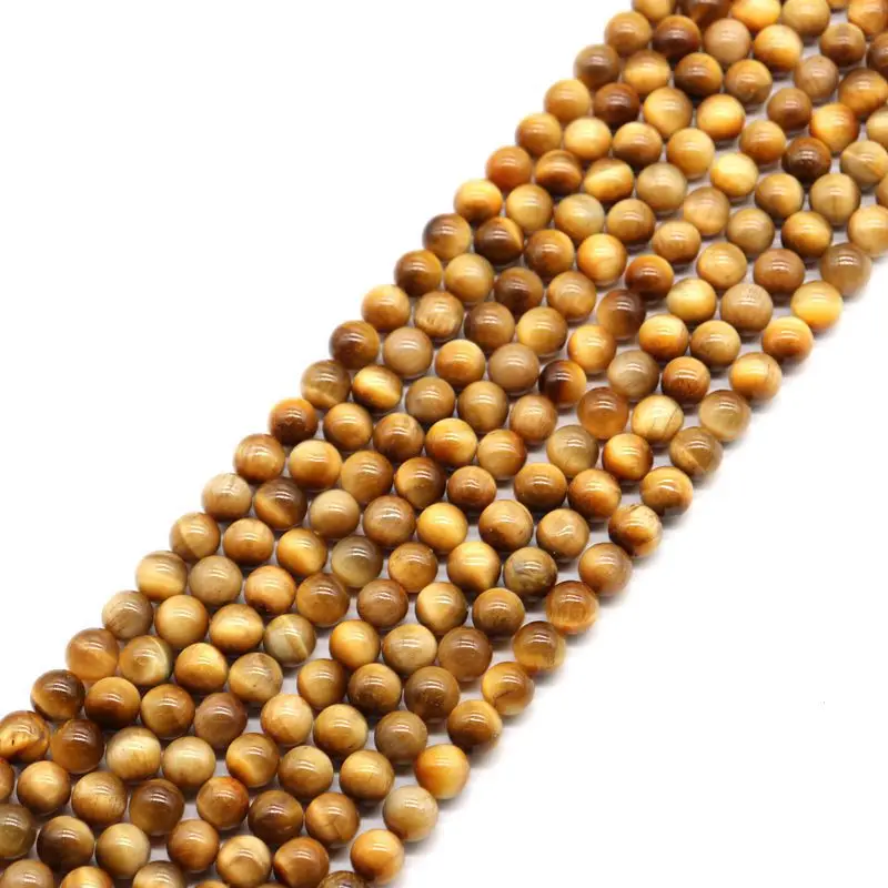 Натуральный АА сорт золотистый камень «тигровый глаз» полуфабрикаты Гладкие бусины шарики для DIY Для мужчин браслет Jewelry аксессуары Размер
