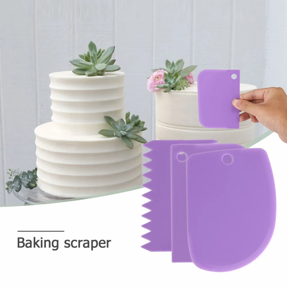 3 pcs/set Cake Scraper Multifunctional Edge DIY Cream Scrapers Set