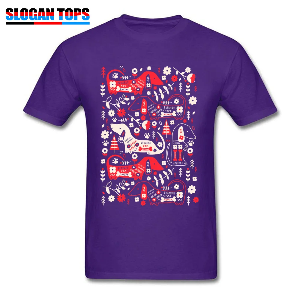 Funny Dog Folk Printed On T Shirts O-Neck 100% Cotton Men's T Shirt Short Sleeve Summer Autumn Printed On Tee-Shirts Dog Folk purple