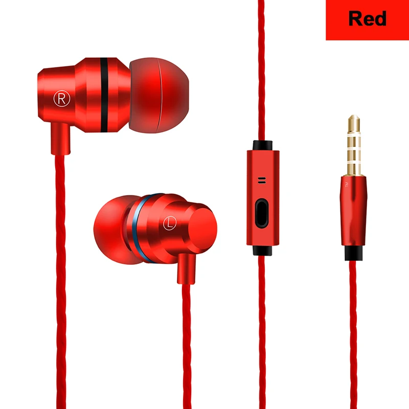 Наушники-вкладыши спортивные наушники с микрофоном стерео гарнитура 3,5 мм гарнитура для samsung Xiaomi Redmi huawei MP3 наушники - Цвет: Red