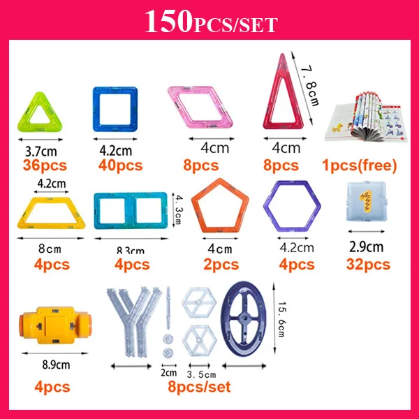 100-298 шт Мини Магнитный дизайнерский Строительный набор модель и строительные игрушки магнитные блоки игрушки для детей подарки на день рождения - Цвет: Прозрачный