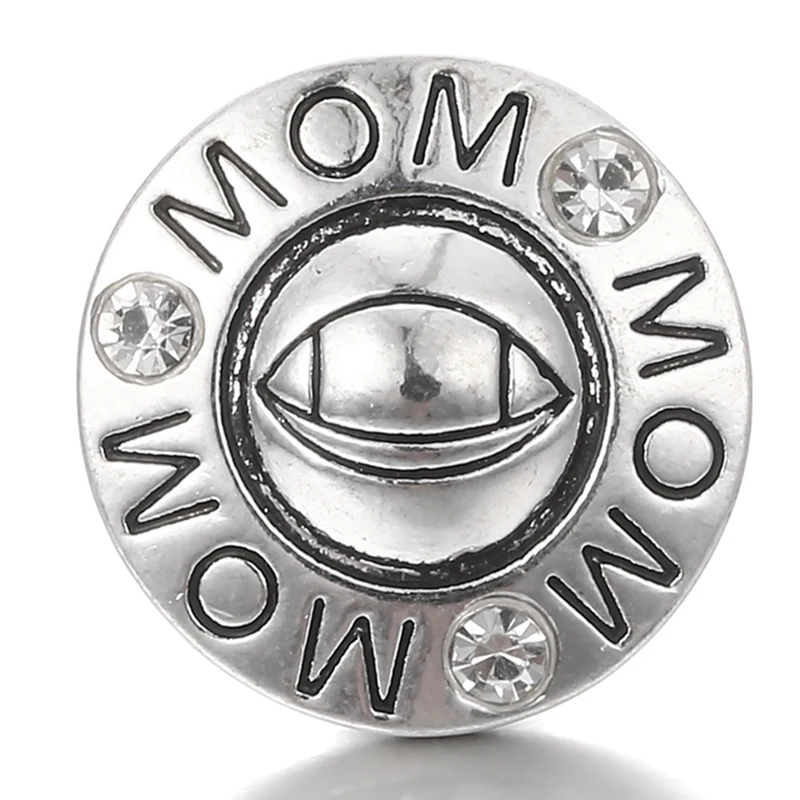 XH8023 кристалл 18 мм мама Нана благословенные сестры любовь папа металлическая кнопка оснастки подходят оснастки ювелирные изделия DIY - Окраска металла: Metal snap button14