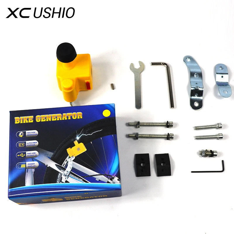 

XC USHIO Bicycle Self Generator Mobile Dynamo Bicycle Bike Dynamo 5V 1A Output Built-in 1000mAh Battery Bicycle Accessories