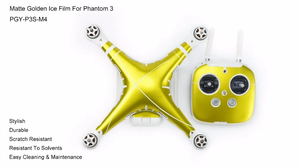 PGY DJI Phantom 3 PVC Matte Golden Ice Film Skin Decal Stickers Vinyl Film Phantom 3 Accessories Drone Wrap Sheet Film Sticker