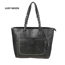 PU Leather Tassel Handbag Women Purse Shopper Tote Luxury Design sac a main High Quality Vintage Fashion Shoulder Bag Dropship