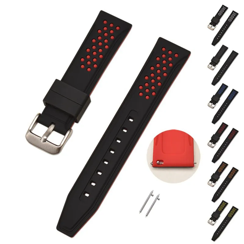 

Soft Silicone Watch Band 20mm 22mm 24mm 26mm Rubber Watch Strap Waterproof Watchband + 1 pair of pins
