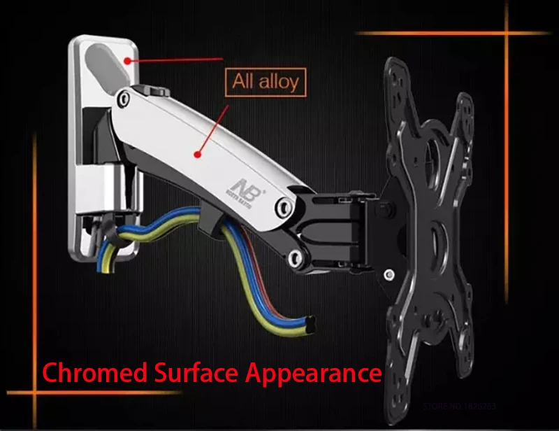 NB F350 алюминиевая газовая пружина 4"-50" ЖК-Светодиодный настенный держатель для монитора с полным движением 17,6-35 фунтов(8-16 кг