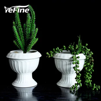 

YeFine European Style White Ceramic Water Planting Flower Pot Rome Shape Green Plant Garden Planter Pots Porcelain Flowerpot