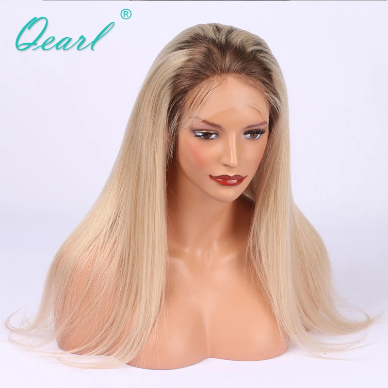 

Full Lace Wigs 4#/60# Blonde Ombre Two Tone Remy Peruvian Human Hair Wig With Baby Hair For White Black Women 150% Qearl