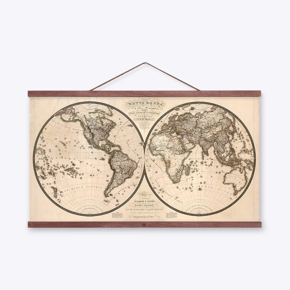 Map Vintage Antique Geography World Map Original Big Poster Prints