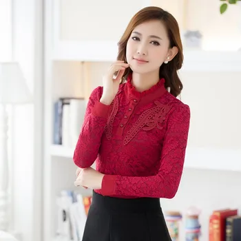 

2018 Autumn and Winter New Korean Large Size Women Slim Thin Long-Sleeved Long Section Sweet Wild Lace Collar Sweater BL125