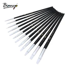 Bianyo, 12 шт., плоская форма, акварельная кисть, нейлоновая кисть для волос, художники, набор кистей для рисования, для школы, акрил, гуашь краски, художественные принадлежности