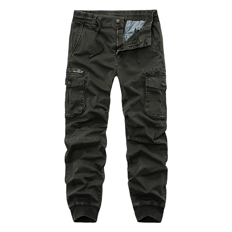 Осенние мужские черные брюки Карго повседневные мужские джоггеры хлопковые брюки мужские военные тактические брюки с несколькими карманами