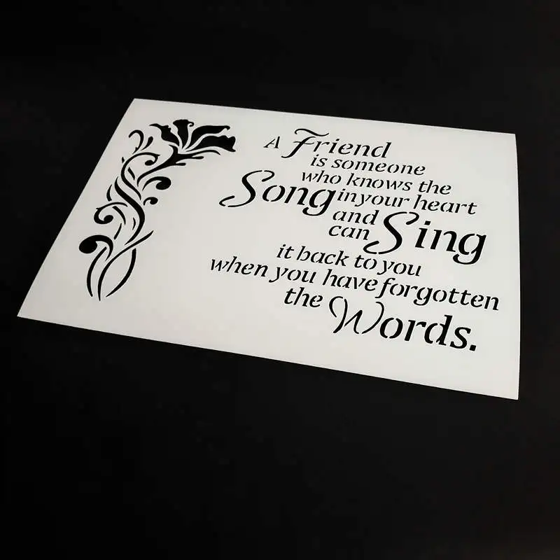 

4 designs,Words Stencils, Friends,Heart Beats,Smile,Poem Stencil,Acrylic Paints,WOOD Chalk Painting,Craft Projects,A4*4pcs