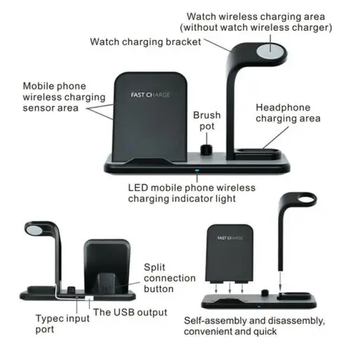 Новое беспроводное быстрое зарядное устройство Qi 3 в 1 док станция для iPhone/AirPods