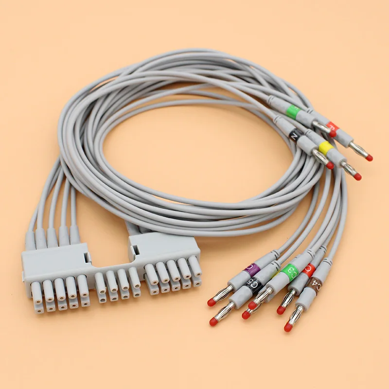 

2pcs Holter ECG EKG 10 lead cable and electrode leadwire for MORTARA ELI 150C 230 250C 280 350 monitor,IEC 4.0 banana plug end