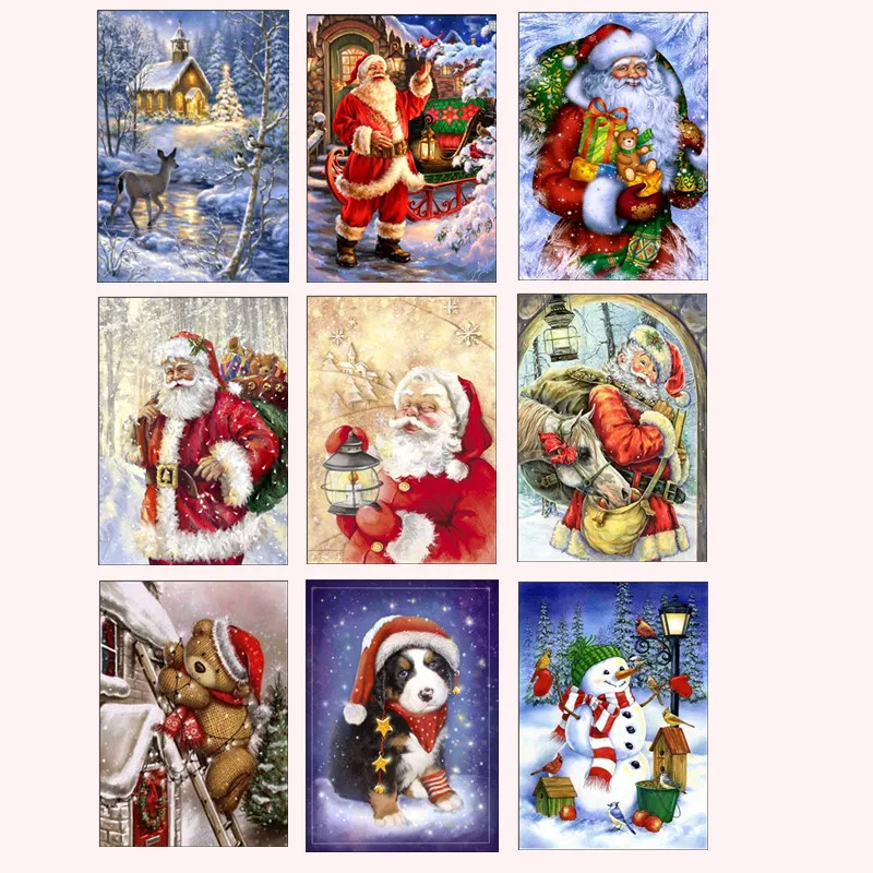 

5D DIY Diamond Embroidered Santa Diamonds Cross Stitch Full Round Diamond Embroidery Mosaic