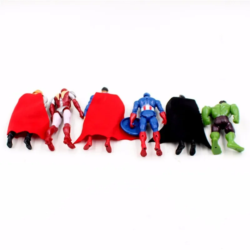 Top 6Pcs/set Avengers:Infinity War Justice League Superhero Iron Man Batman Thor Captain America Superman Hulk Action Figure Toy J51 9