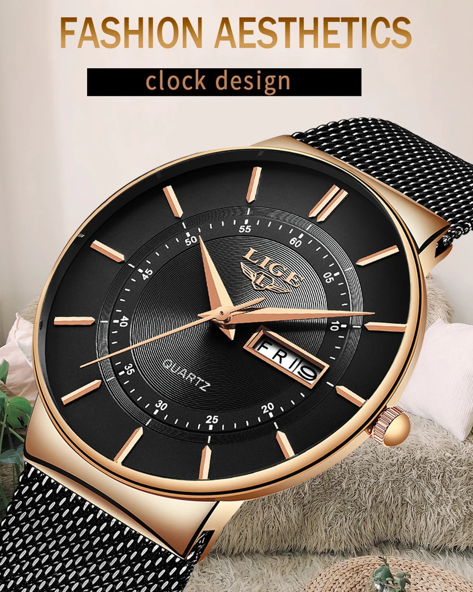 Relojes Hombre, новинка, LIGE, ультра-тонкие мужские часы, нержавеющая сталь, водонепроницаемые часы, мужские, лучший бренд, Роскошные, повседневные, спортивные, кварцевые часы