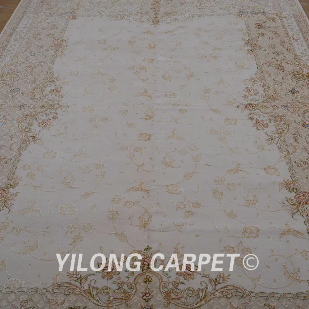 Yilong 5,5x8 "Топ hereke шерстяной шелковые ковры ручной работы бежевый изысканный персидский Половик (1904)