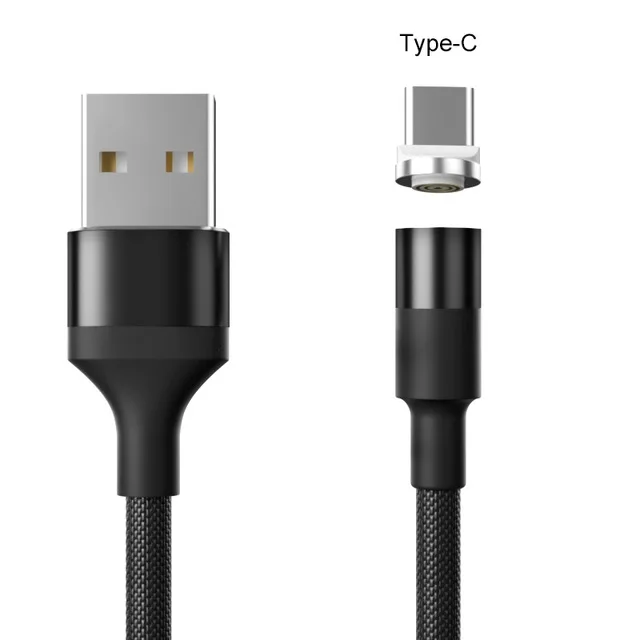 QC 3,0 Быстрая зарядка 3A Магнитный кабель type C Micro Usb быстрая зарядка Usb C светодиодный светильник для iPhone Xiaomi huawei Phone 1,2 м - Цвет: Black for Type C