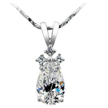 Роскошное Качество 2 карата Настоящее серебро 925 проба Обручальная Подвеска Ожерелье покрытое белым золотом заявление любовь подарок