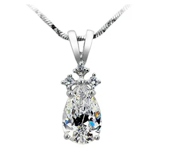 

Luxury Quality 2 Carat Real 925 Sterling Silver Engagement Pendant necklace White Gold Plated Statement Love Gift