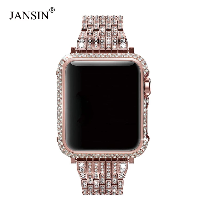 Preise Luxus Diamant Fall + Edelstahl strap Für Apple Uhr Serie 5 4 3 2 1 bands abdeckung iWatch 38mm 42mm 40mm 44mm armband frauen