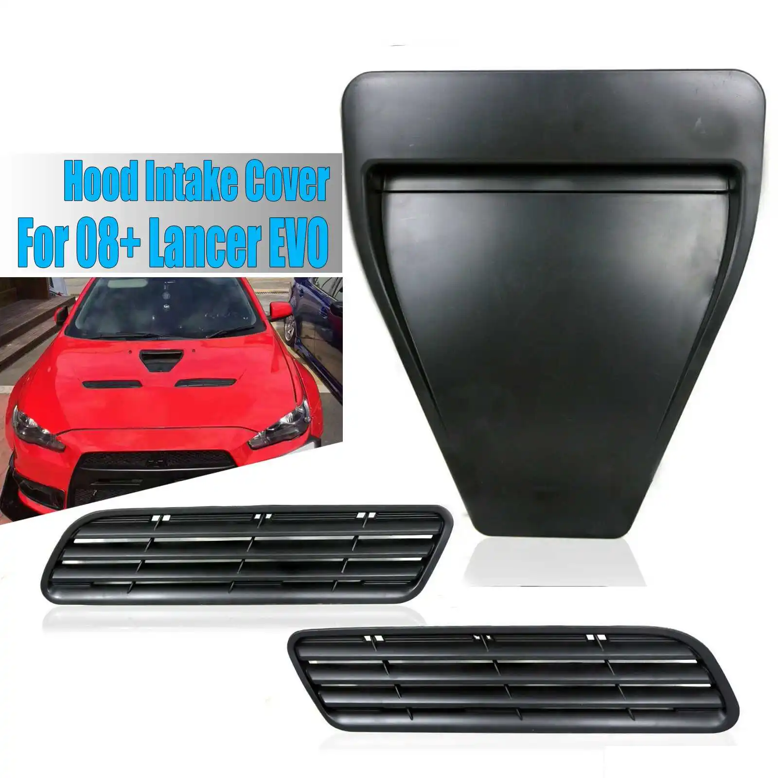 

Car-Styling ABS Hood Vents Bonnet Hood Scoop Intake Vent Cover Trim For Mitsubishi Lancer GTS EVO 10 X GSR 08-15 Style Hood Vent