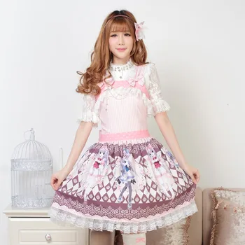 

JSK Lolita Cute Lolita Costume Back Strap Patterns Lovely Print Lolita JSK Pink