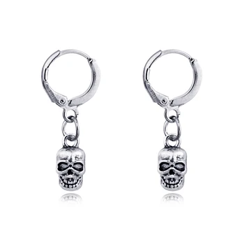 

Dayoff 1Pair Skull Small Hoop Earrings For Women Men Jewelry Female Vintage Punk Ear Hoops Earrings E598