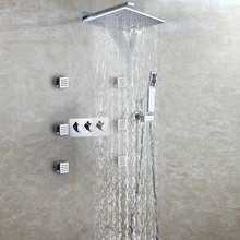 DULABRAHE Bath Shower Faucet Set Waterfall And Rain Shower System Hot And Cold Mixer Faucet Valve Wall Mounted Chrome Brass DULABRAHE Bath Shower Faucet Set Waterfall And Rain Shower System Hot And Cold Mixer Faucet Valve Wall Mounted Chrome Brass