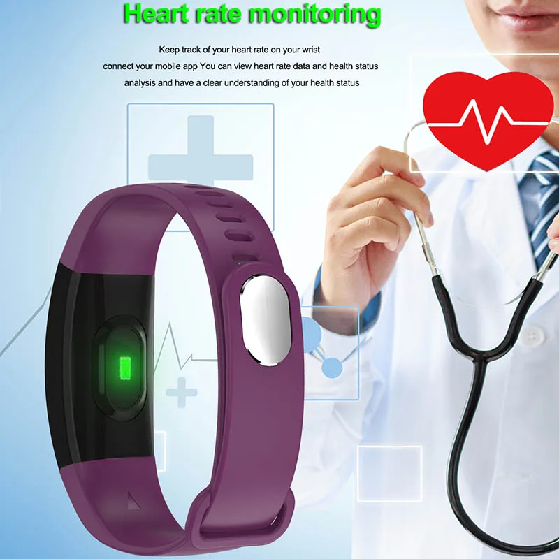 Смарт браслет F64HR Heart rate IP68 водонепроницаемый цветной экран кровяное давление