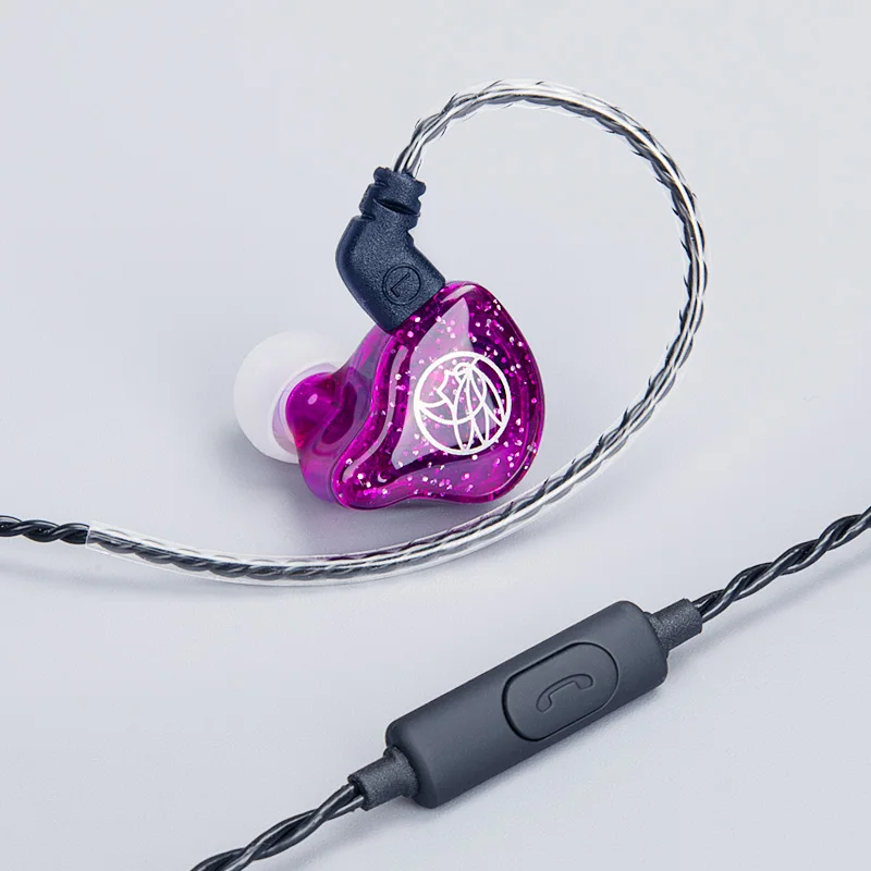 TFZ T1SM наушники с шумоподавлением с микрофоном Проводные SuperBass Hifi монитор Музыка Dj наушники Hands Free наушники - Цвет: Purple Mic
