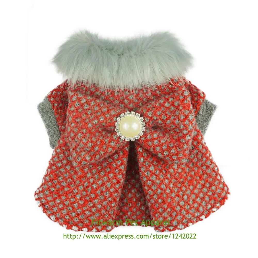 Fitwarm High Quality Luxury Faux Furred Pet Clothes for Dog Jackets
