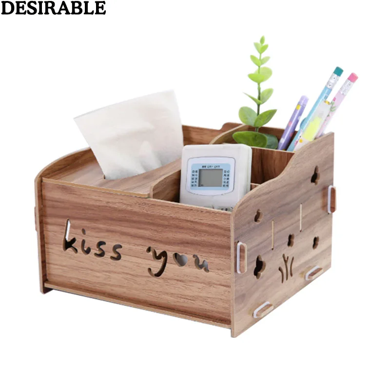

DIY Wood Wiping Wet Tissue Box Detachable Holder Table Desktop Napkin Organizer Remote Control Phone Pen Sundries Storage Boxes