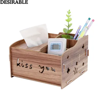 

DIY Wood Wiping Wet Tissue Box Detachable Holder Table Desktop Napkin Organizer Remote Control Phone Pen Sundries Storage Boxes