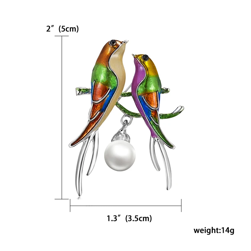 Стразы, цветные эмалированные Броши с птицами для женщин, ворона, ласточка, маленькая птица, ветка, булавки, броши, платье, шарф, шляпа, значок, ювелирные изделия - Окраска металла: TWO BIRDS