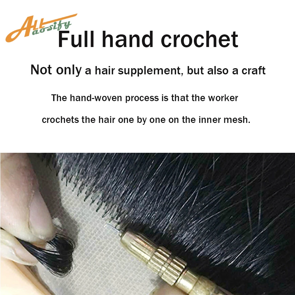 Allaosify black dark brown straight hair combined with hair wear extended wig female high temperature silk synthetic hair piece