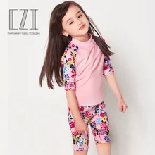 July/розовый костюм для серфинга из двух предметов с короткими рукавами и цветочным принтом для девочек; 12004