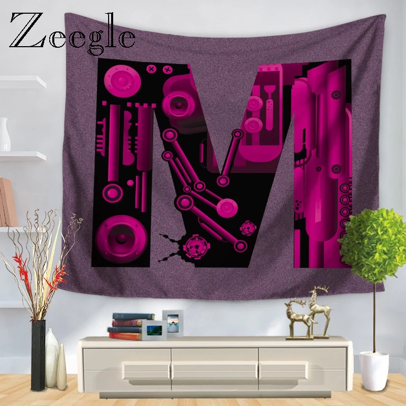 Zeegle Funny Letter Pattern Printed Tapestry on the Wall Microfiber Polyester Hanging Art | Дом и сад