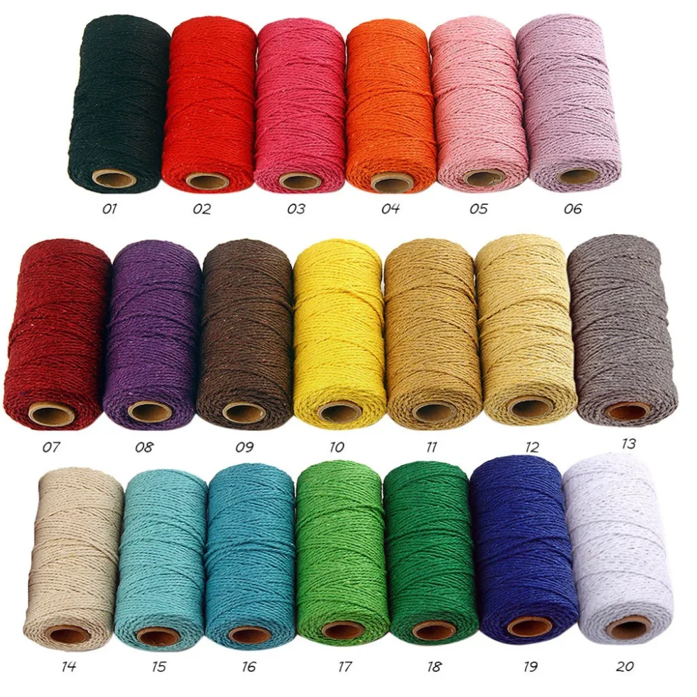 

100m Long/100Yard Pure Cotton Twisted Cord Rope Crafts Macrame Artisan String Multicolor Cotton Linen Rope Home Textiles