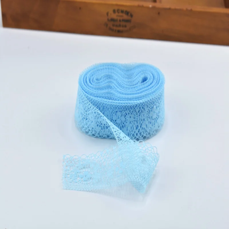 sky blue 10 ярдов/партия, хлопчатобумажная кружевная лента, аксессуары для свадебной одежды, 40 мм ширина, африканская кружевная ткань, обрезка, Вышитое Платье для шитья, сделай сам - Цвет: sky blue