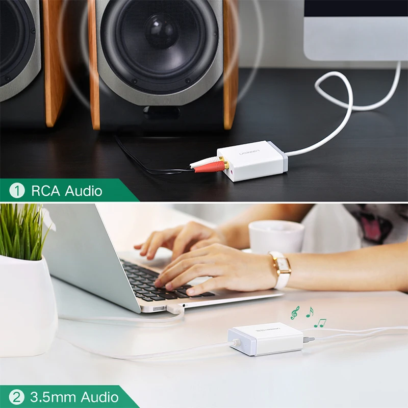 Ugreen 2 RCA USB звуковая карта аудио интерфейс 3,5 мм USB адаптер для динамика микрофон для ноутбука внешняя звуковая карта