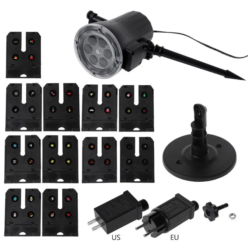 

Waterproof LED Stage Light 12 Patterns Insert Card Projection Lamp Decoration