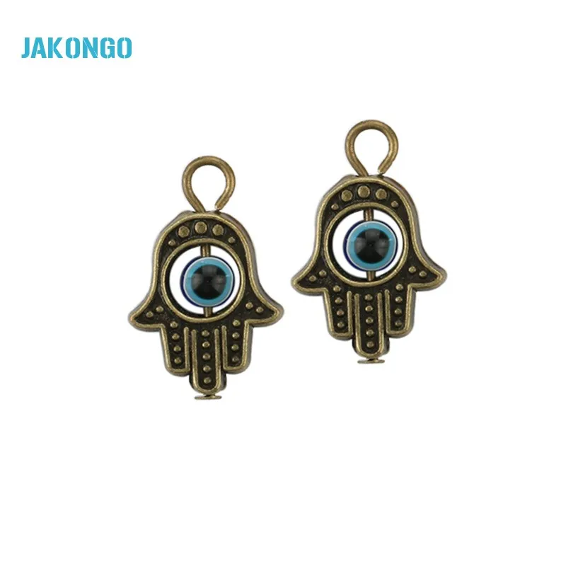 JAKONGO античный серебряный цвет Hamsa Fatima ручная подвеска с голубым глазом кулон