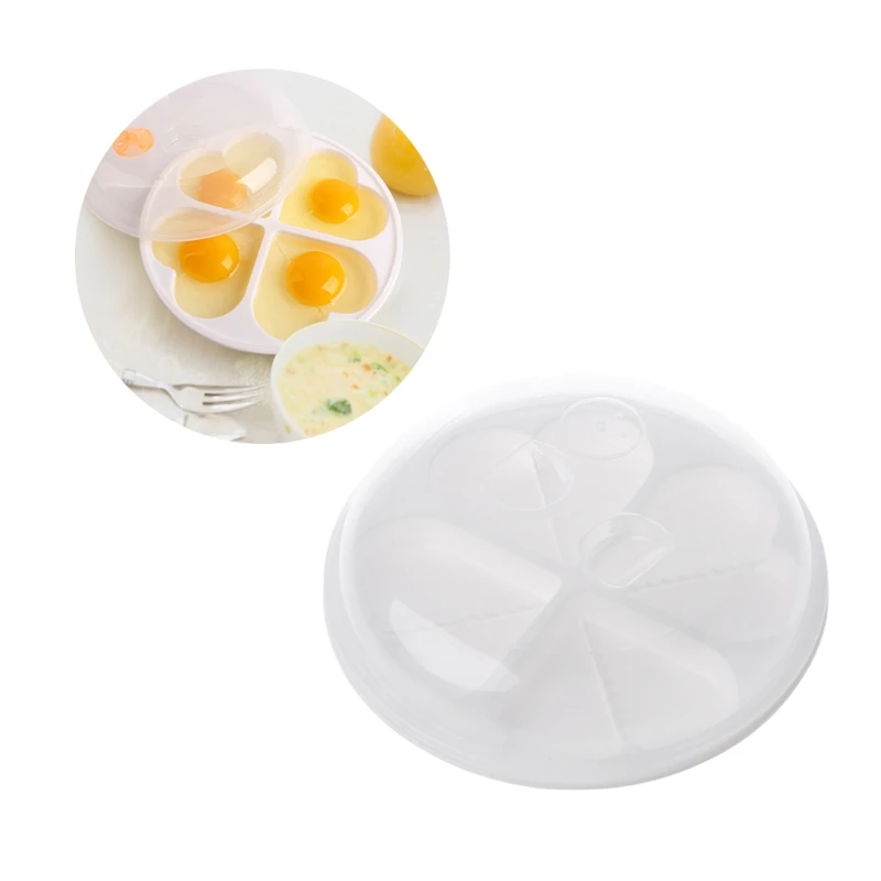 

4 Grid Kitchen Microwave Oven Heart Shape Egg Steamer Egg Cooking Mold Kitchen Fried Egg Tool